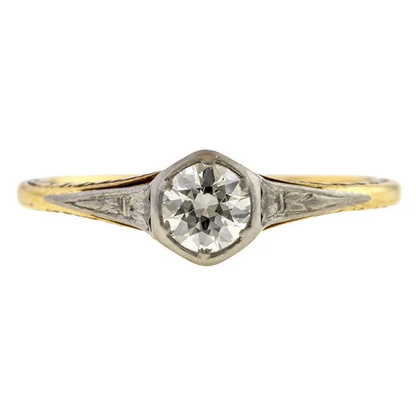 Vintage Engagement Ring, Old Euro. 0.35ct.