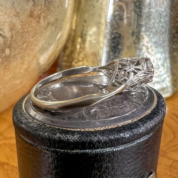 Vintage Filigree Engagement Ring, RBC 0.40ct.