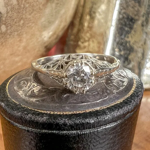 Vintage Filigree Engagement Ring, RBC 0.40ct.