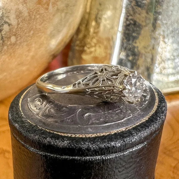 Vintage Filigree Engagement Ring, RBC 0.40ct.