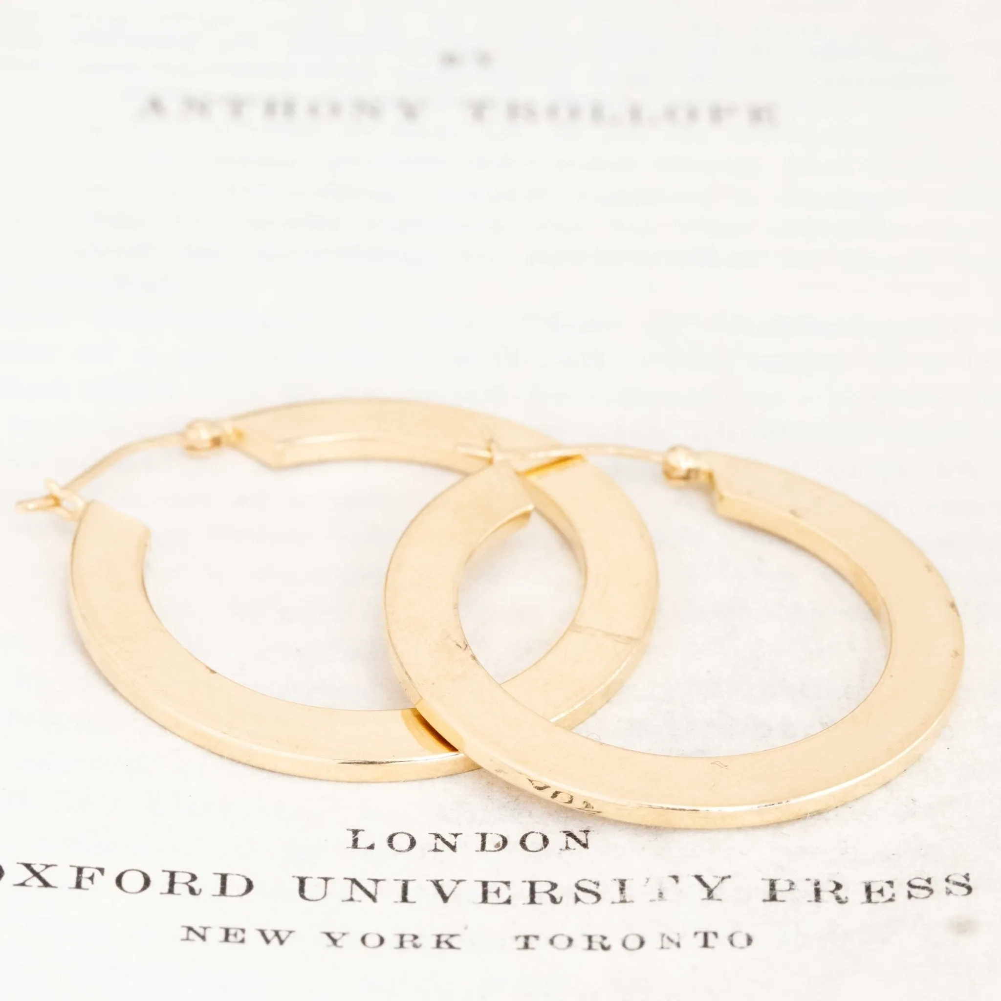 Vintage Flat Wide Hoop Earrings