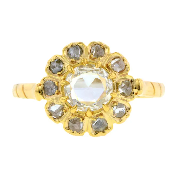 Vintage Rose Cut Diamond Flowerhead Ring