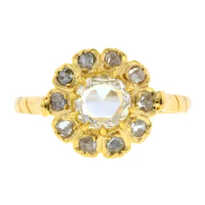Vintage Rose Cut Diamond Flowerhead Ring