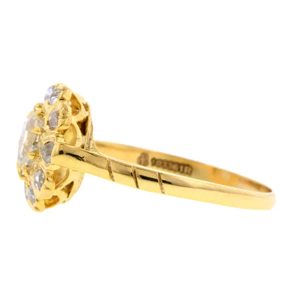 Vintage Rose Cut Diamond Flowerhead Ring