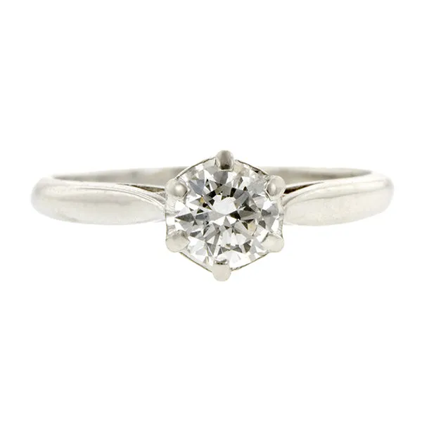 Vintage Solitaire Engagement Ring, RBC 0.42ct