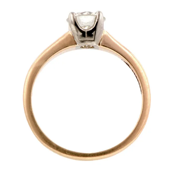 Vintage Solitaire Engagement Ring, RBC 0.90ct