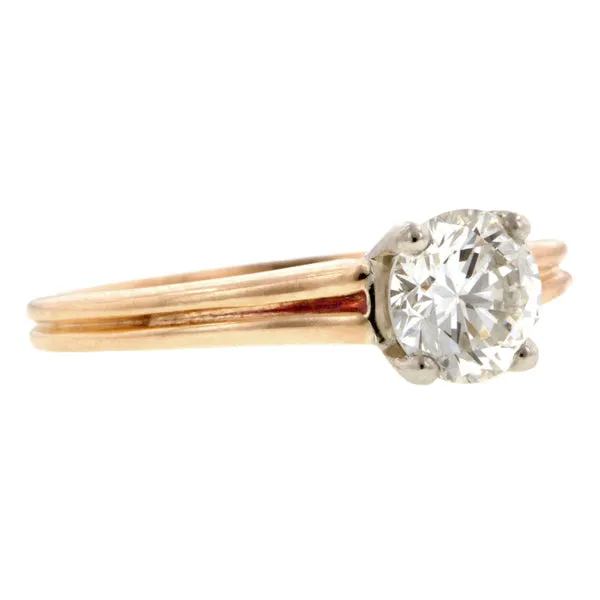 Vintage Solitaire Engagement Ring, RBC 0.90ct