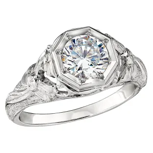 Vintage Style Ribbon Solitaire Engagement Ring