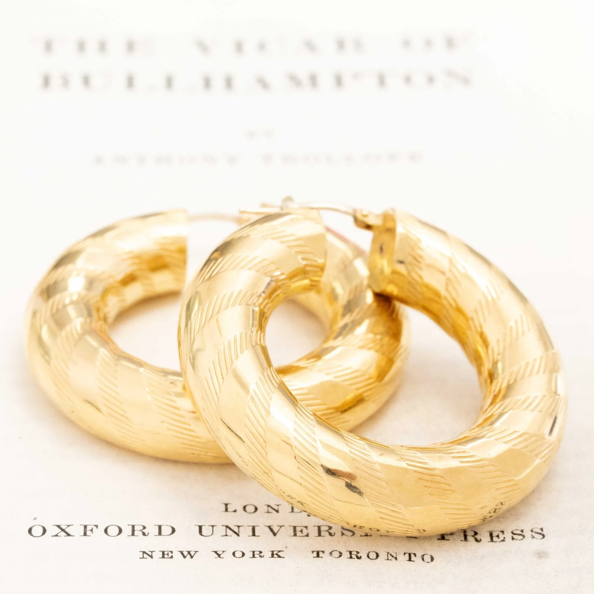 Vintage XL Engraved Swirl Hoop Earrings