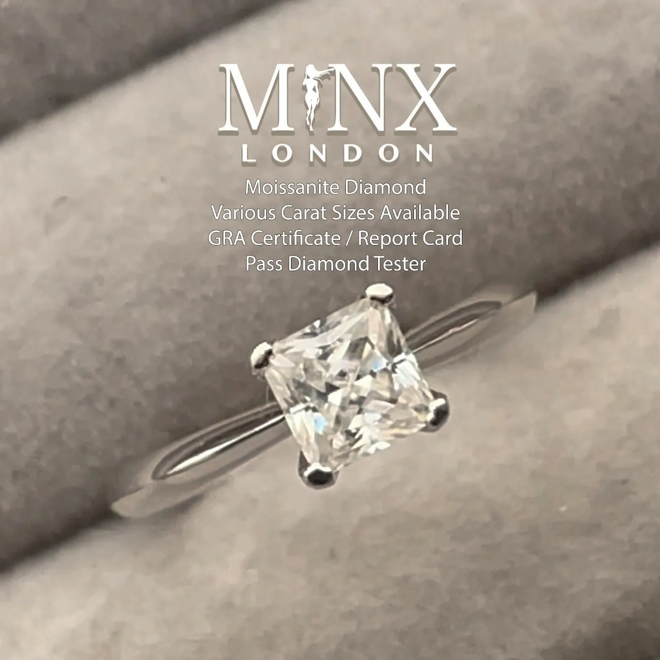 VVS1 1.0 CARAT Moissanite Engagement Ring | Princess Cut Engagement Ring | Womens Wedding Ring | Moissanite Ring |  Solitaire Diamond Ring
