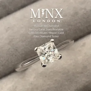 VVS1 1.0 CARAT Moissanite Engagement Ring | Princess Cut Engagement Ring | Womens Wedding Ring | Moissanite Ring |  Solitaire Diamond Ring