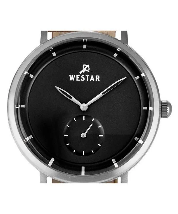 Westar Profile Leather Strap Black Dial Quartz 50246STN123 Mens Watch