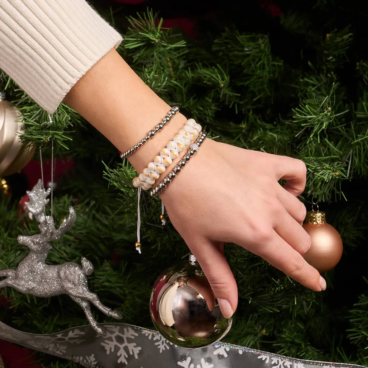 White Crystal Pave | Santa Charm Bracelet