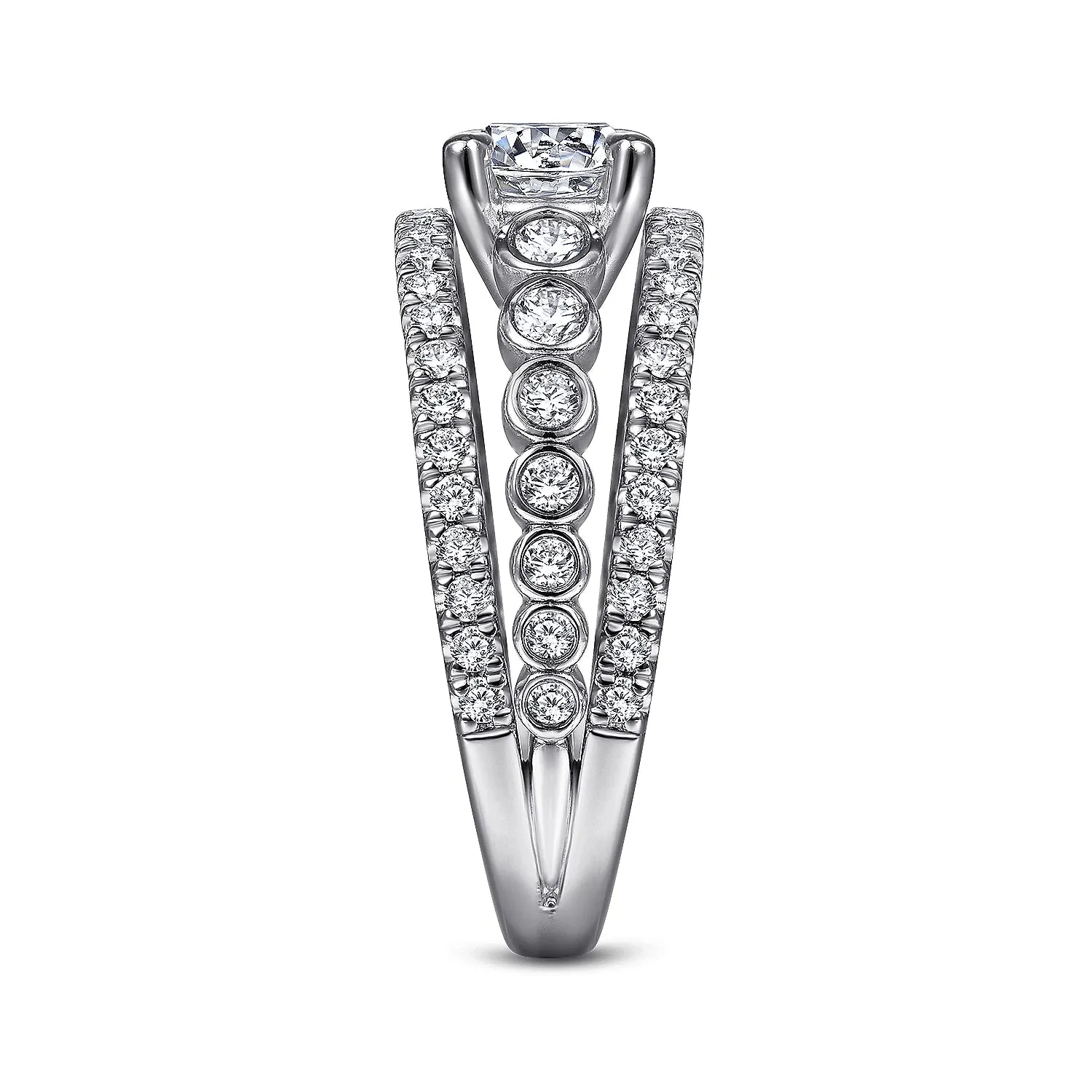 Wide Bezel Detailed Round Diamond Engagement Ring Mounting