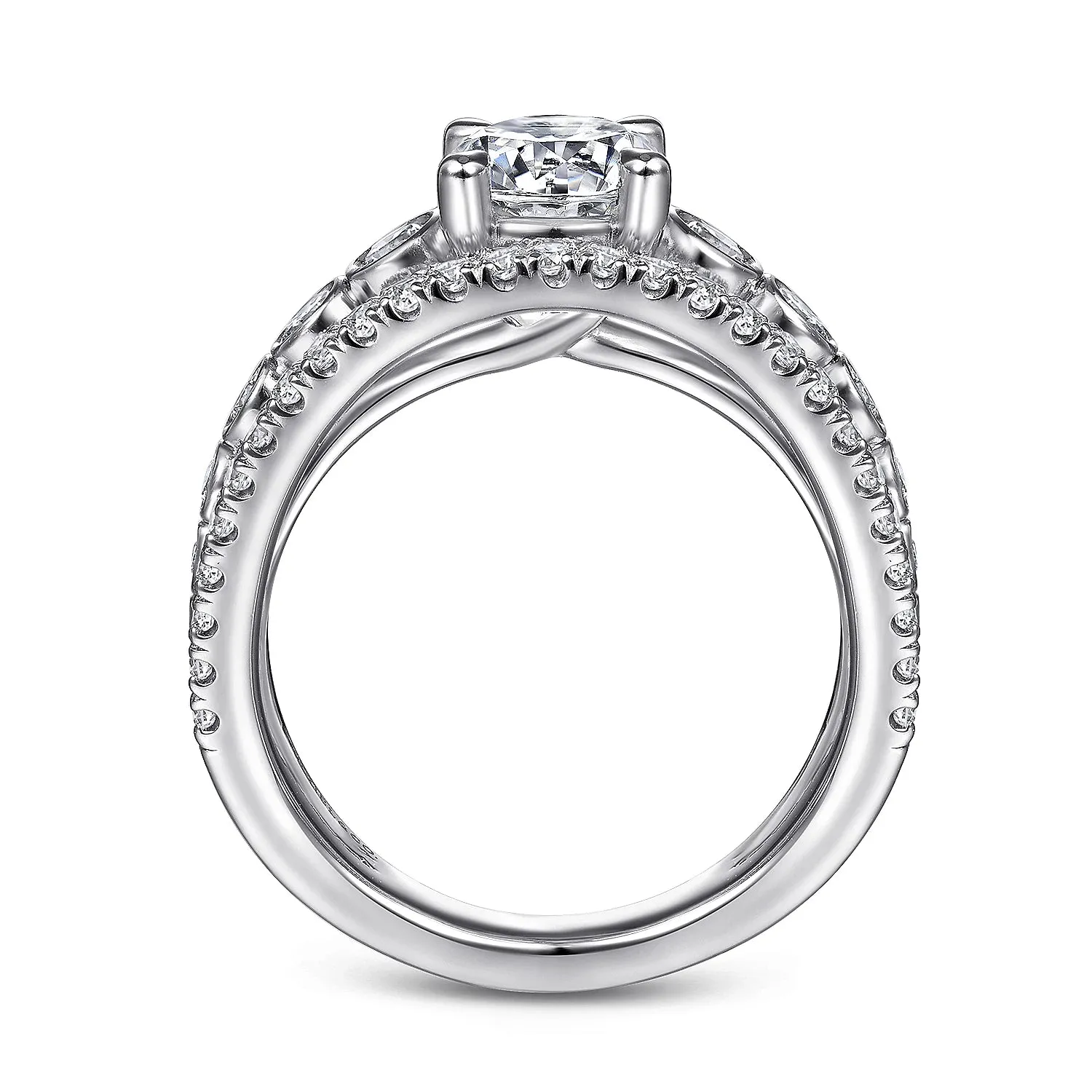Wide Bezel Detailed Round Diamond Engagement Ring Mounting
