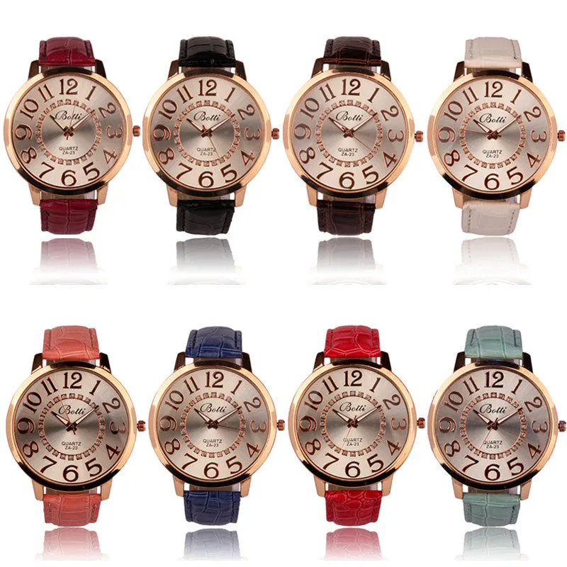 Womens Casual Wrist Watches Brand Luxury Leather Quartz Dress Watch Cheap Clock Women Royal Gold Crystal Retro Bracelet Watches
