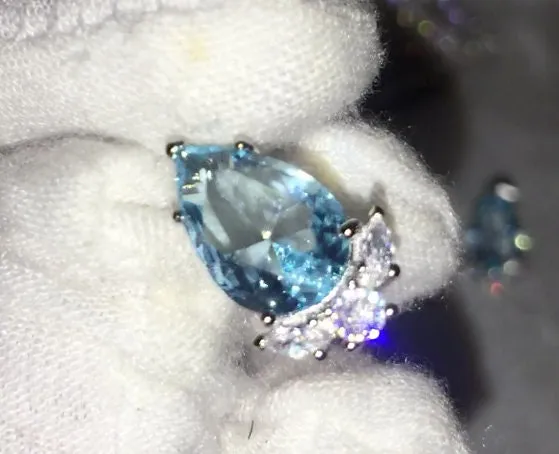 Womens Ear Studs | Pear Shape Earrings | Teardrop Earrings | Blue Diamond Earrings | Teardrop Earrings | Womens Earrings | Stud Earrings
