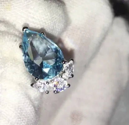 Womens Ear Studs | Pear Shape Earrings | Teardrop Earrings | Blue Diamond Earrings | Teardrop Earrings | Womens Earrings | Stud Earrings