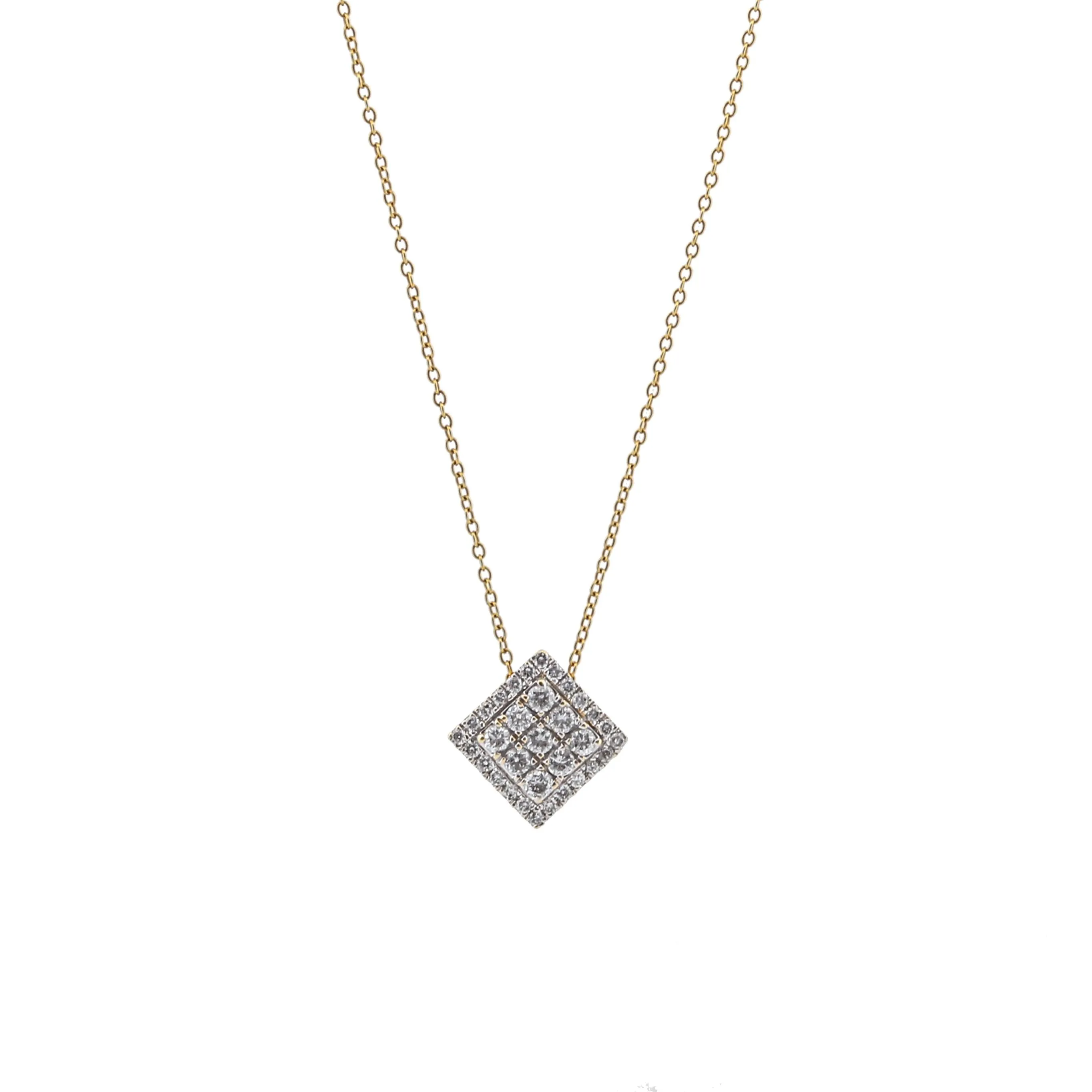 Women's Pave Diamond Pendant Necklace in 14k Yellow Gold