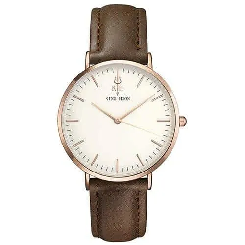 Women's Round Leather Wrist Watches