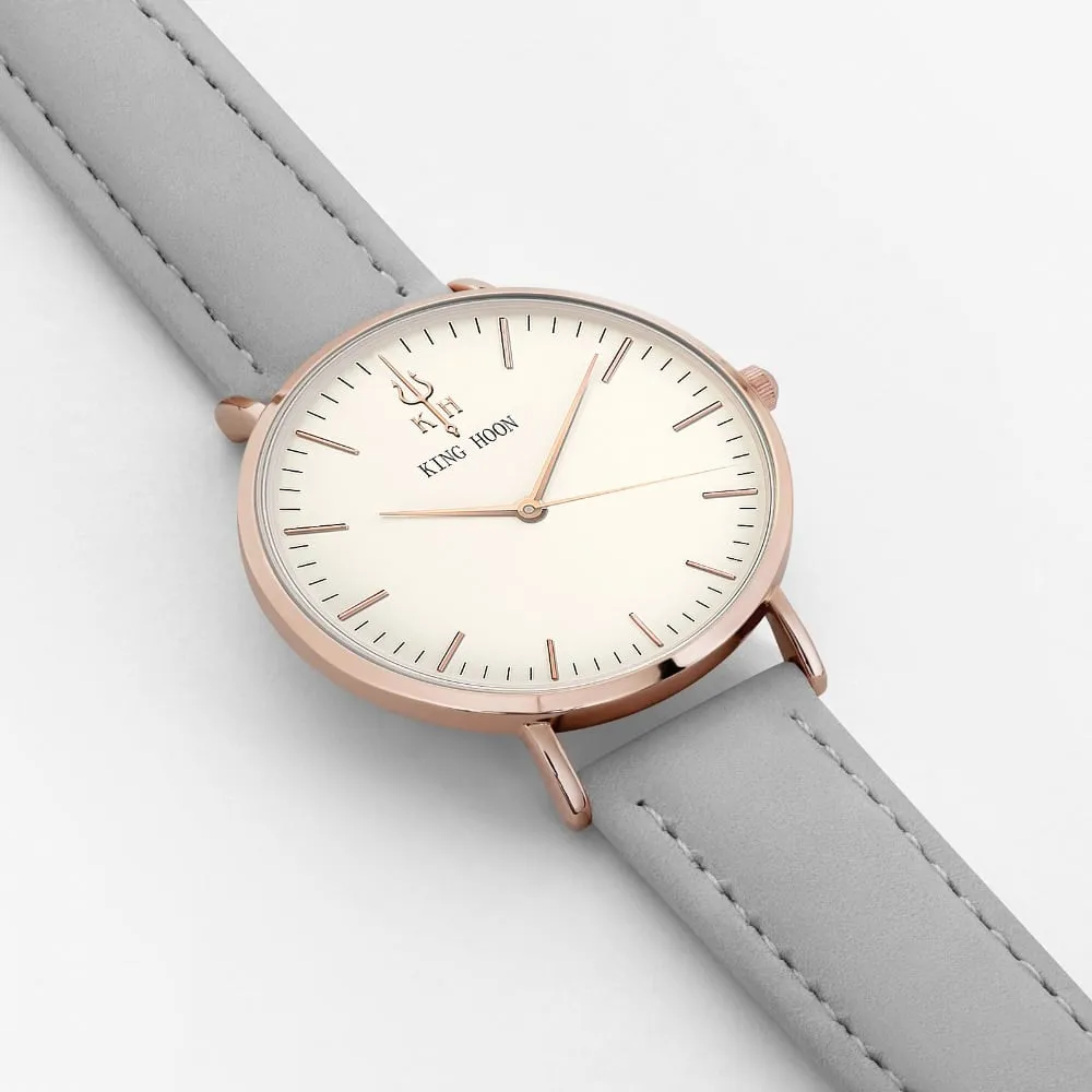 Women's Round Leather Wrist Watches