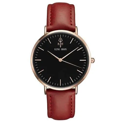 Women's Round Leather Wrist Watches