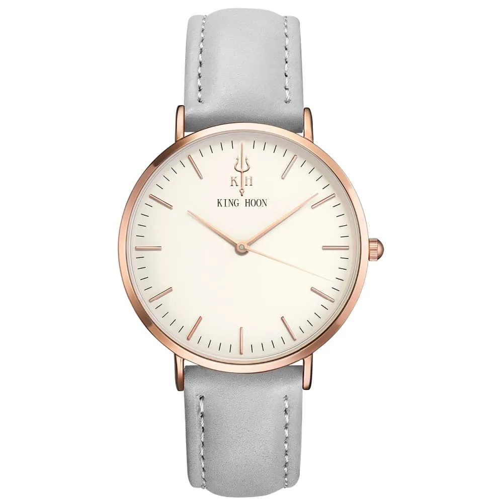 Women's Round Leather Wrist Watches