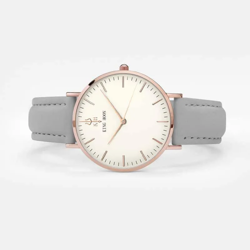 Women's Round Leather Wrist Watches