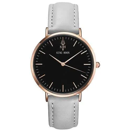 Women's Round Leather Wrist Watches