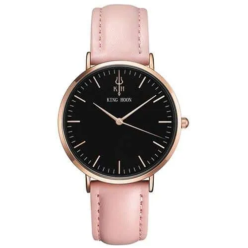 Women's Round Leather Wrist Watches