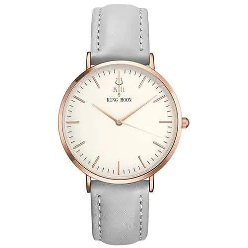 Women's Round Leather Wrist Watches