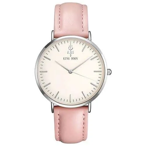 Women's Round Leather Wrist Watches