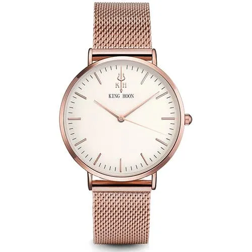 Women's Round Leather Wrist Watches