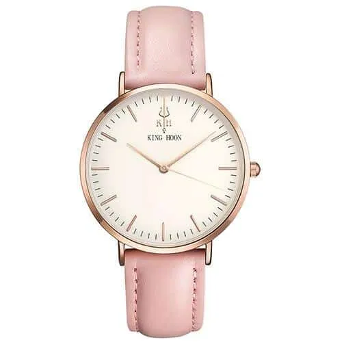 Women's Round Leather Wrist Watches