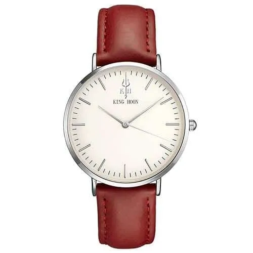 Women's Round Leather Wrist Watches