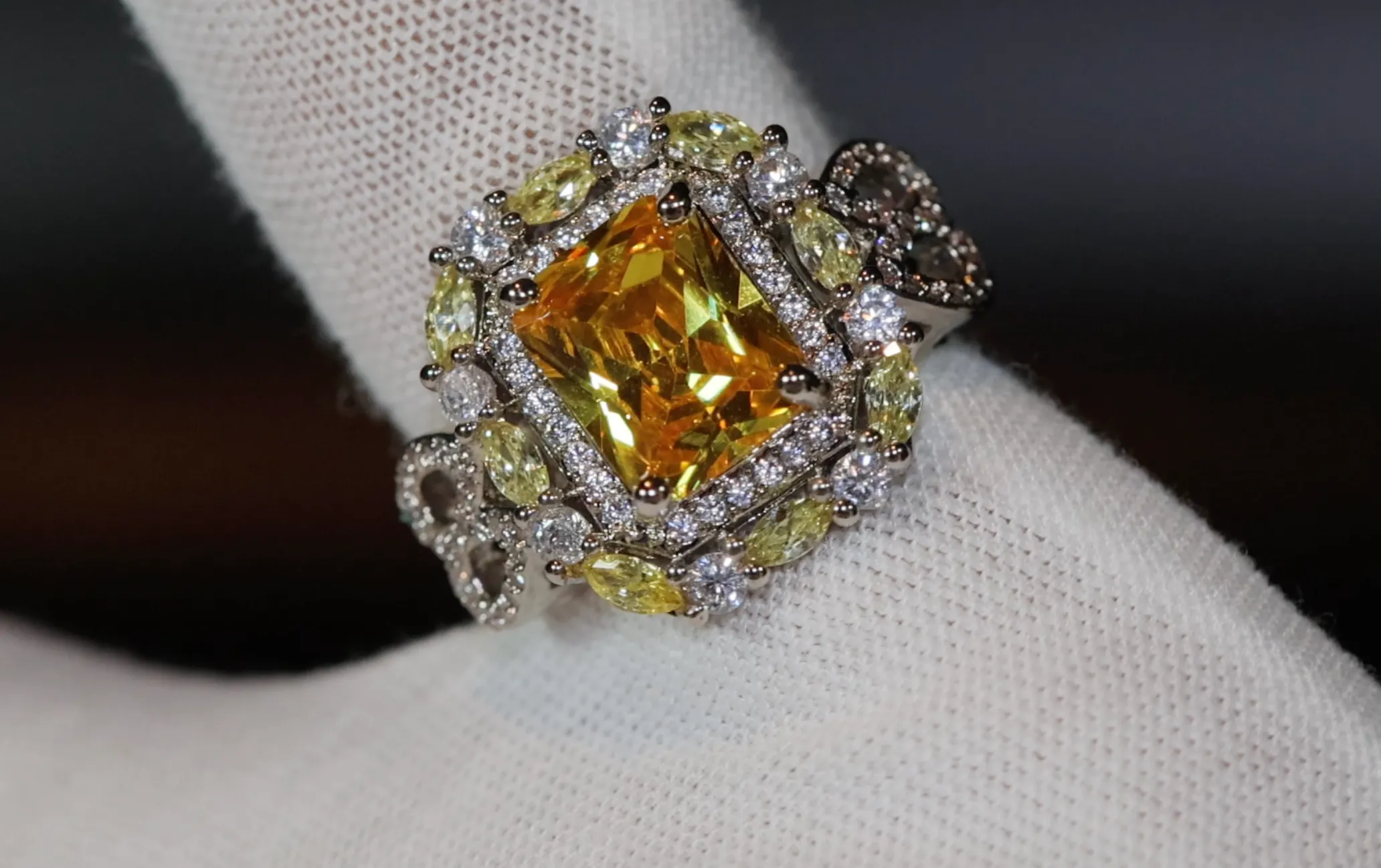 Womens yellow diamond ring, Womens yellow diamond rings, Big yellow diamond ring