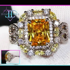 Womens yellow diamond ring, Womens yellow diamond rings, Big yellow diamond ring
