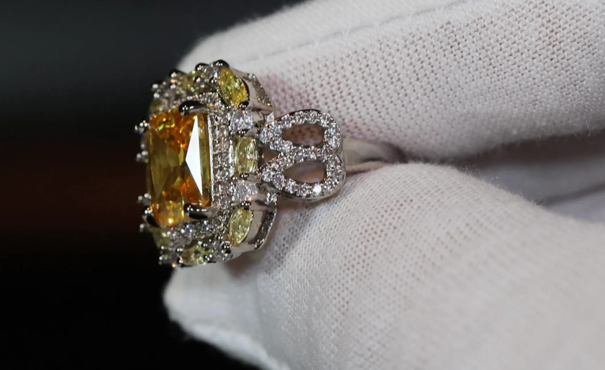 Womens yellow diamond ring, Womens yellow diamond rings, Big yellow diamond ring