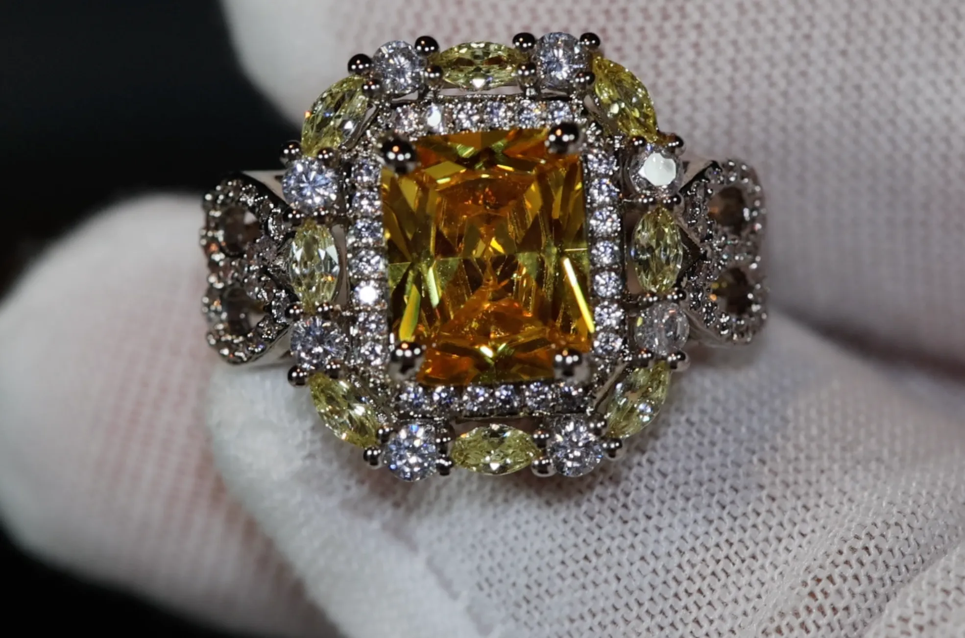 Womens yellow diamond ring, Womens yellow diamond rings, Big yellow diamond ring