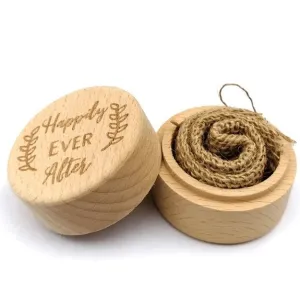 Wooden Wedding Engagement Ring Box- Happily Ever After