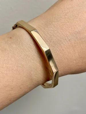 WOW!! 10 Sided Danish Geometric Hinged Bangle in 14k Yellow Gold - Midcentury era - by Bernhard Hertz - 7 inch