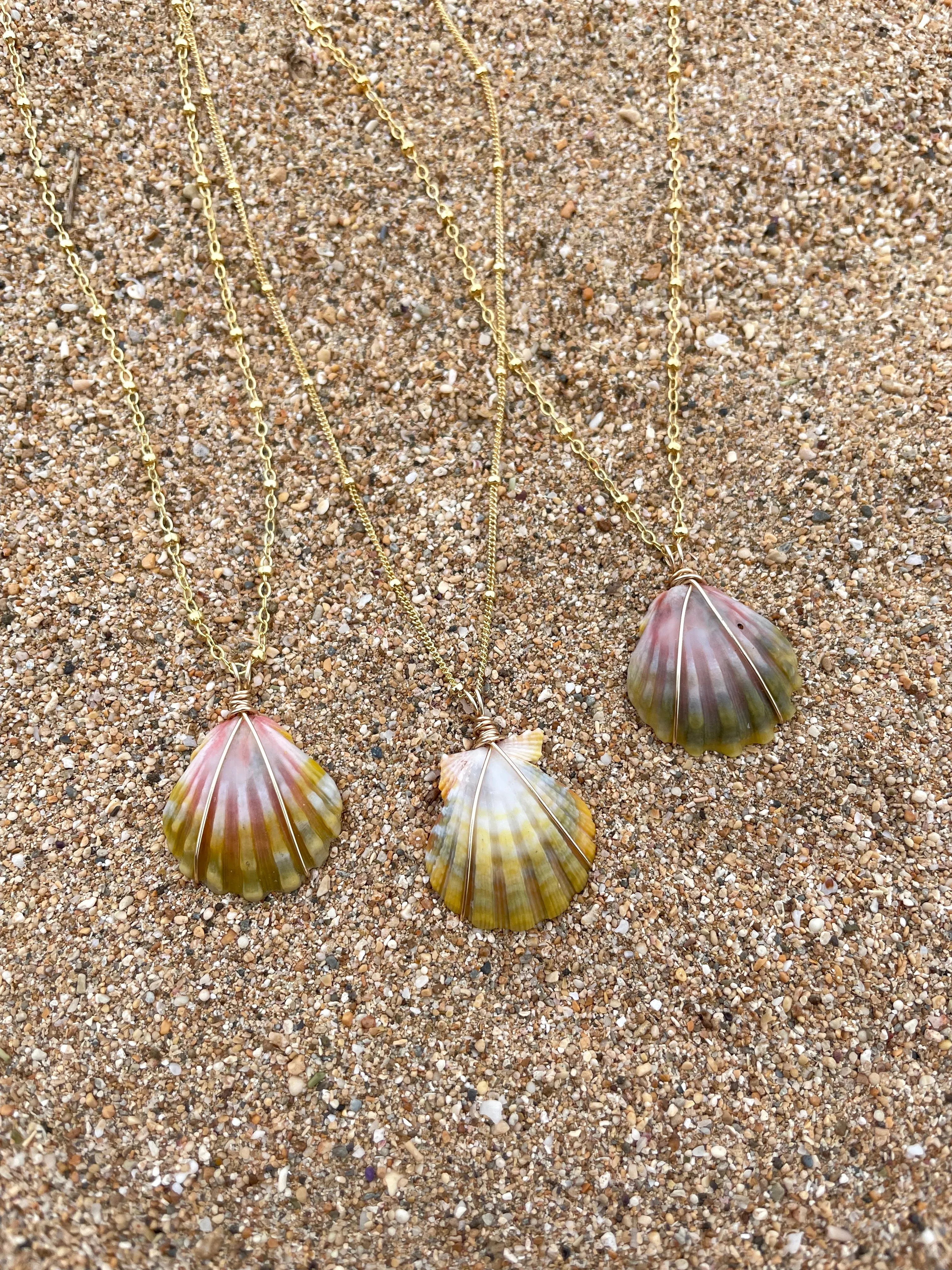 Wrapped Sunrise Shell Necklaces