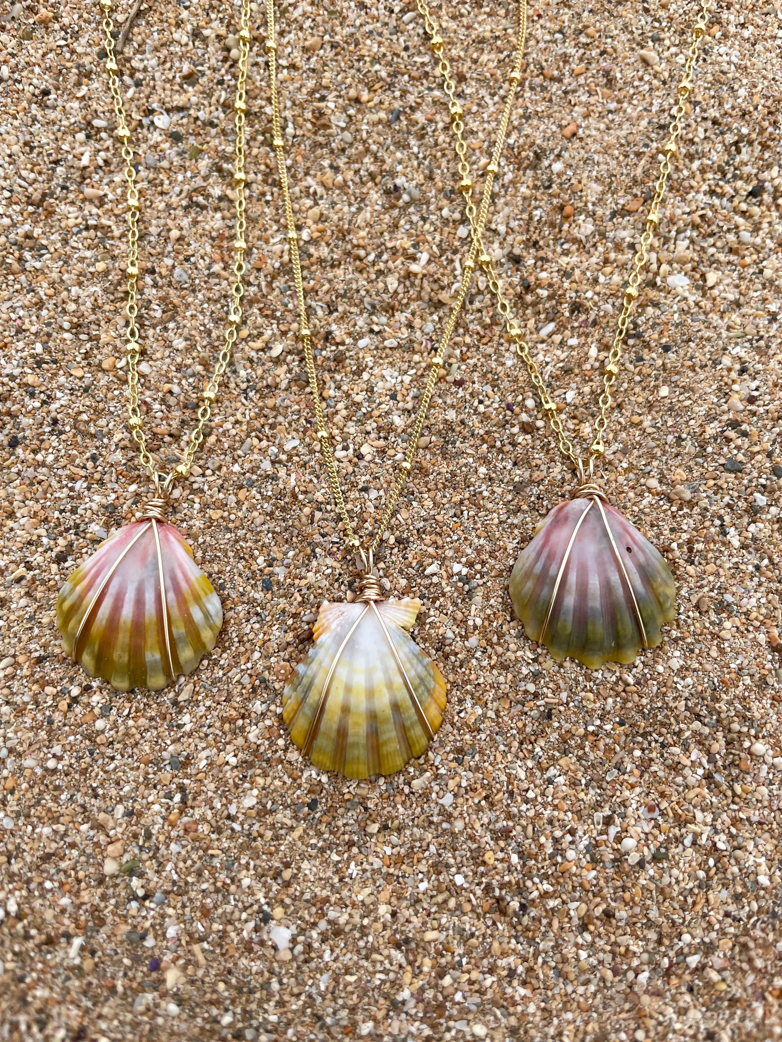 Wrapped Sunrise Shell Necklaces