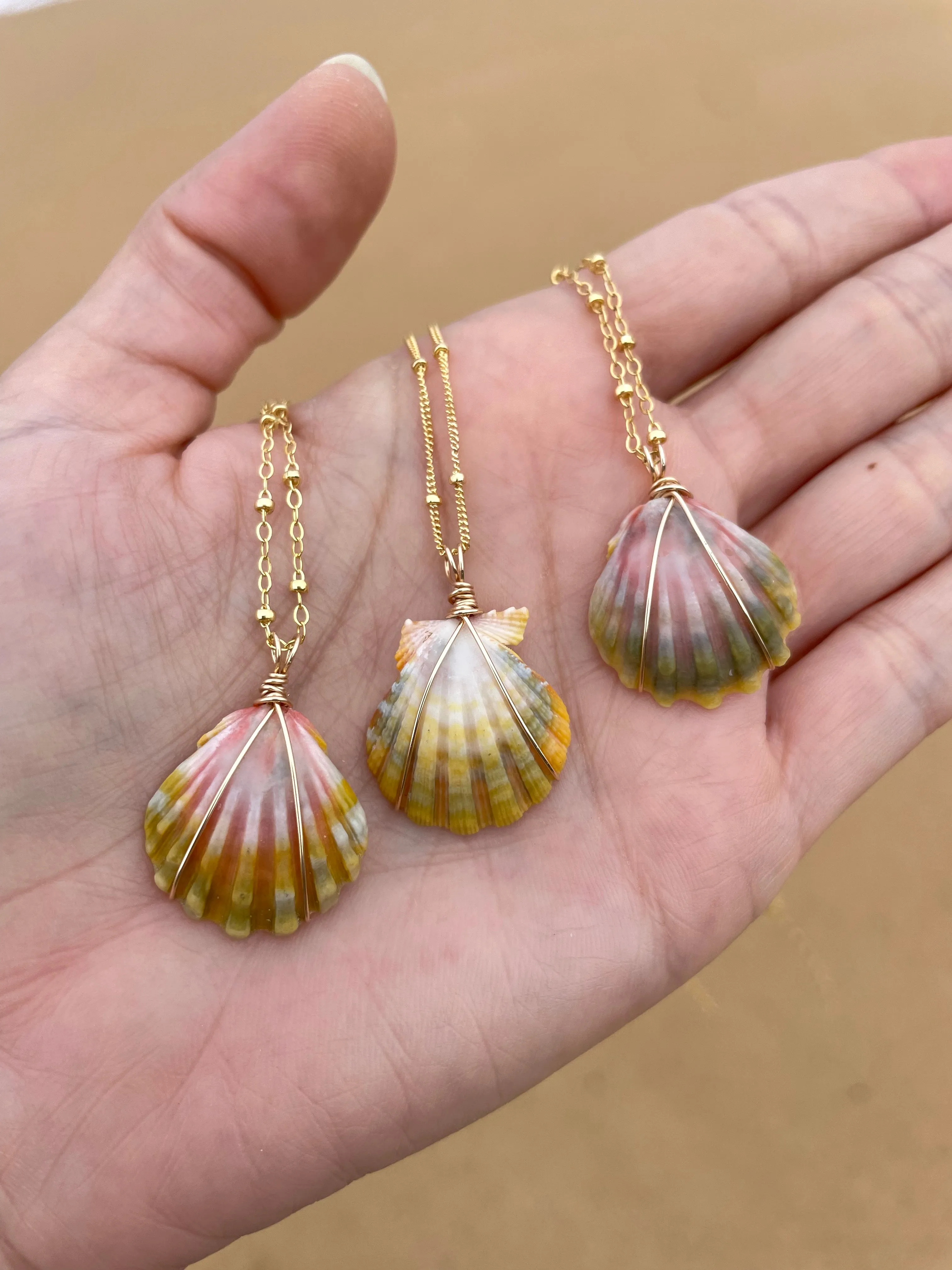 Wrapped Sunrise Shell Necklaces