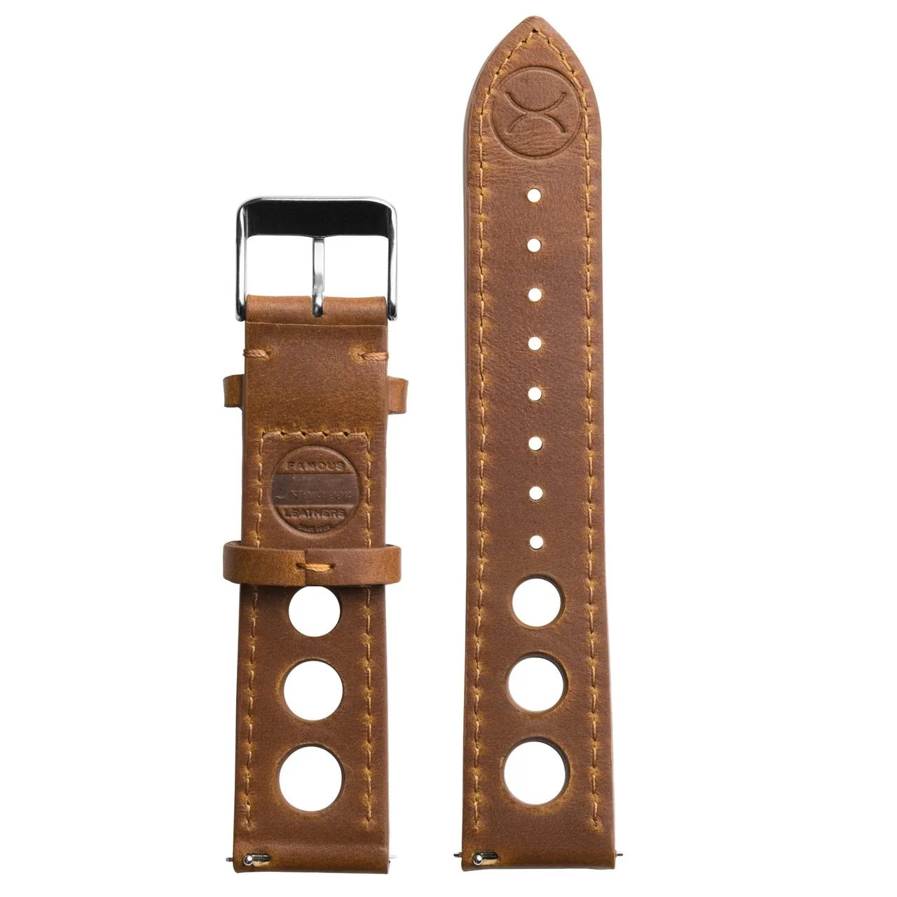 Xeric 20mm Horween Leather Rally Tan Black Strap Silver Buckle