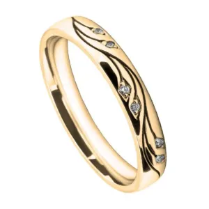 Yellow Gold Blossom And Diamond Wedding Ring