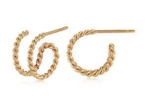 Yellow Gold Double Rope Hoops