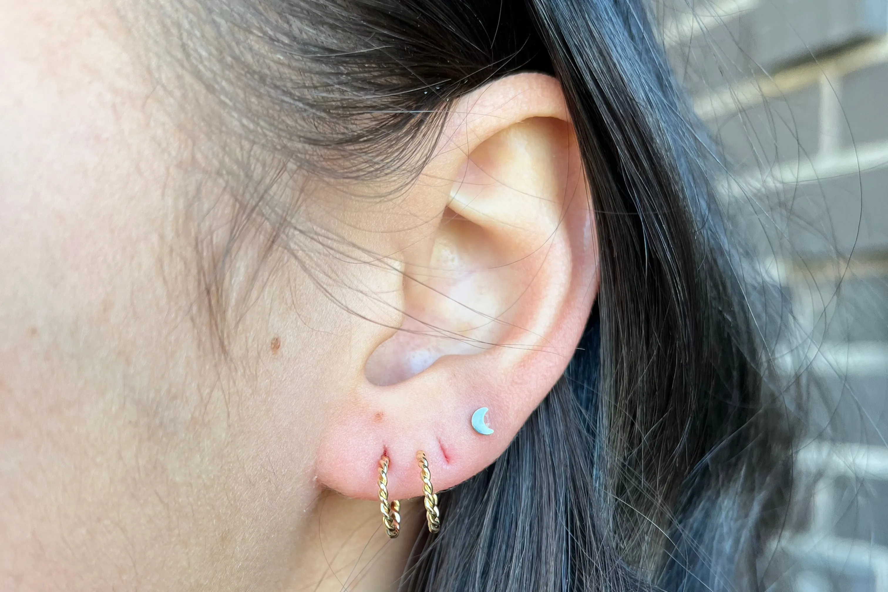 Yellow Gold Double Rope Hoops
