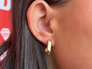 Yellow Gold Rectangle Hoop Earrings