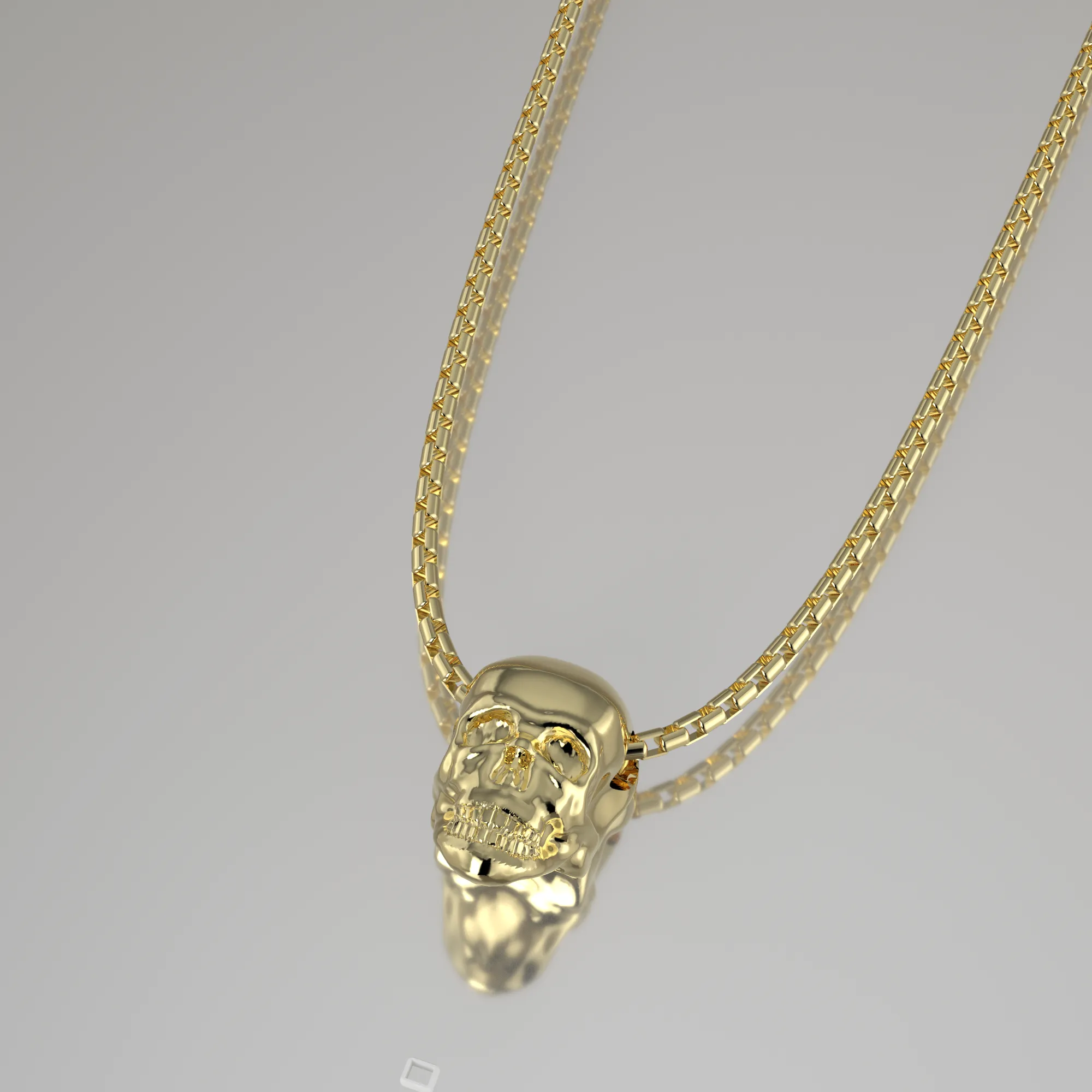 Yellow Gold Skull Necklace